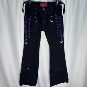 Tripp nyc Daang Goodman Goth Black Pants with Purple Accents Metal Punk size 3